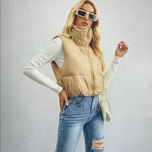Women's Tan Puffer Vest